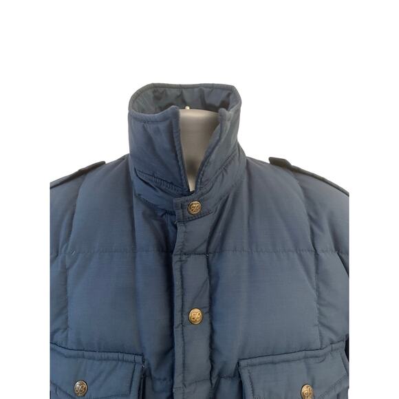 Vtg Eddie Bauer Goose Down Jacket Coat Snaps Puffer Snaps Chambray Blue Shacket - Picture 6 of 14
